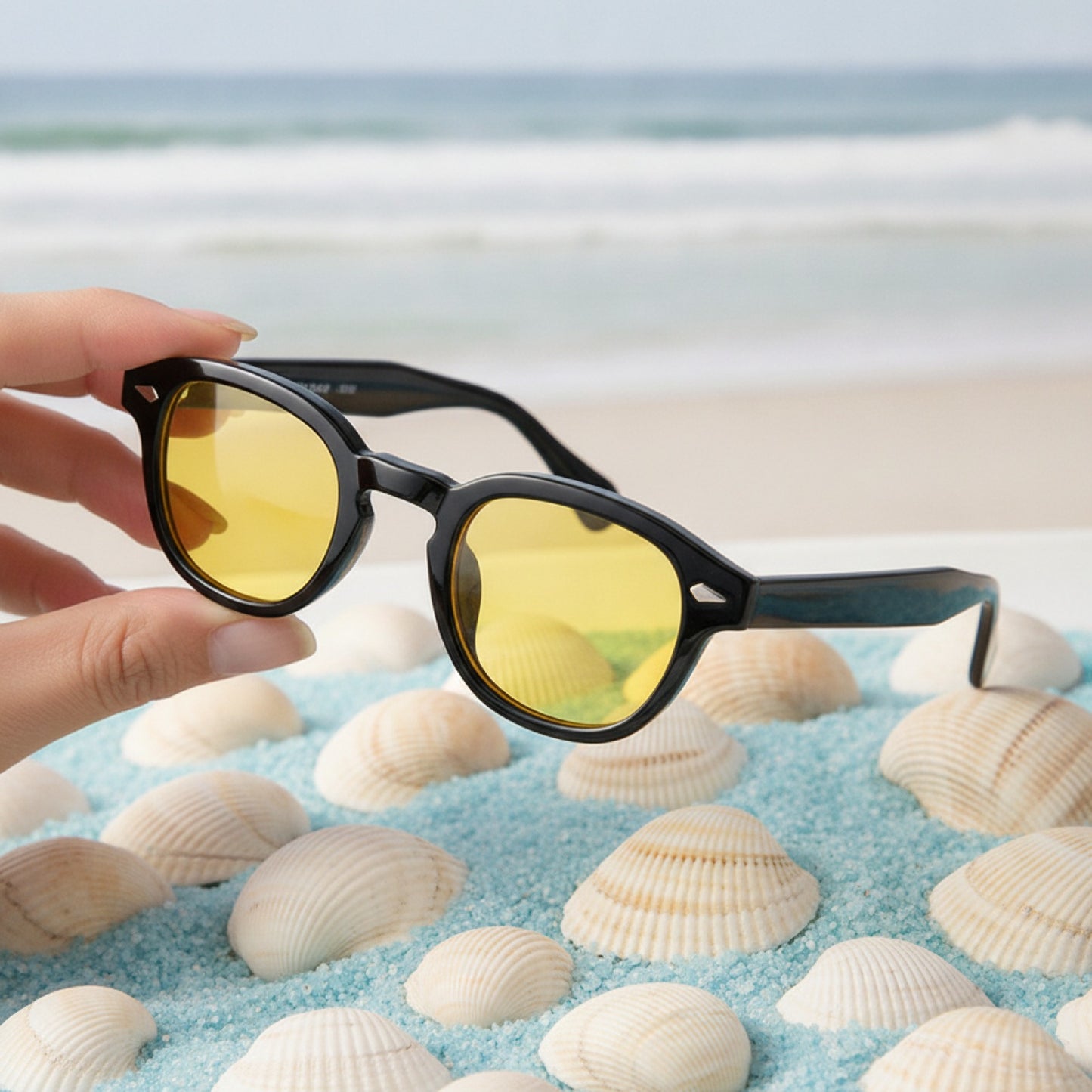 Lunettes de Soleil Vintage Rondes Coquillage UV400