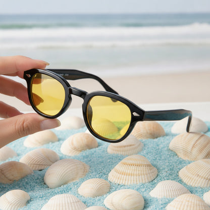 Lunettes de Soleil Vintage Rondes Coquillage UV400