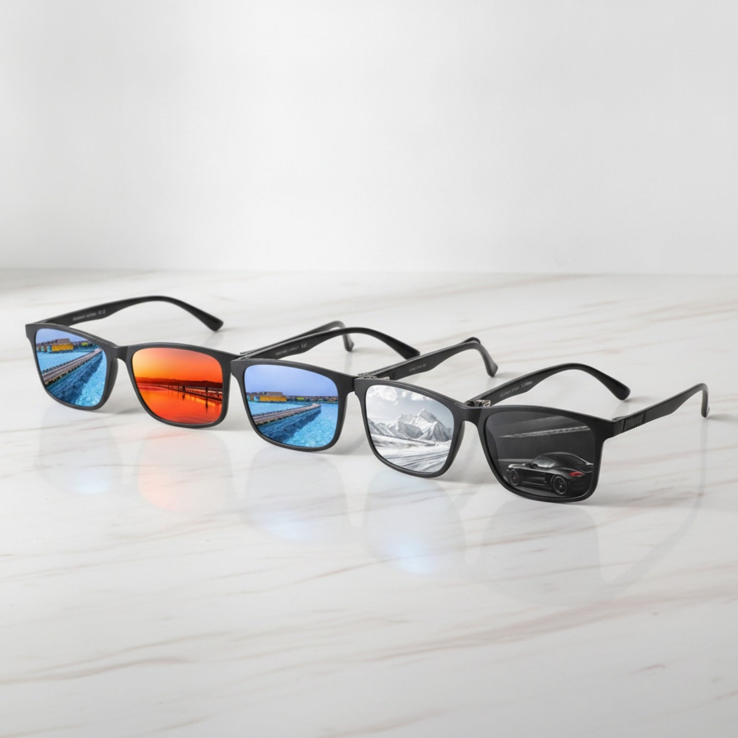 Lot de 6 Paires Lunettes de Soleil Carrées Vintage Rétro