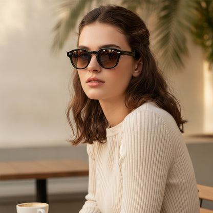 Lunettes de Soleil Vintage Rétro Rondes à Rivets